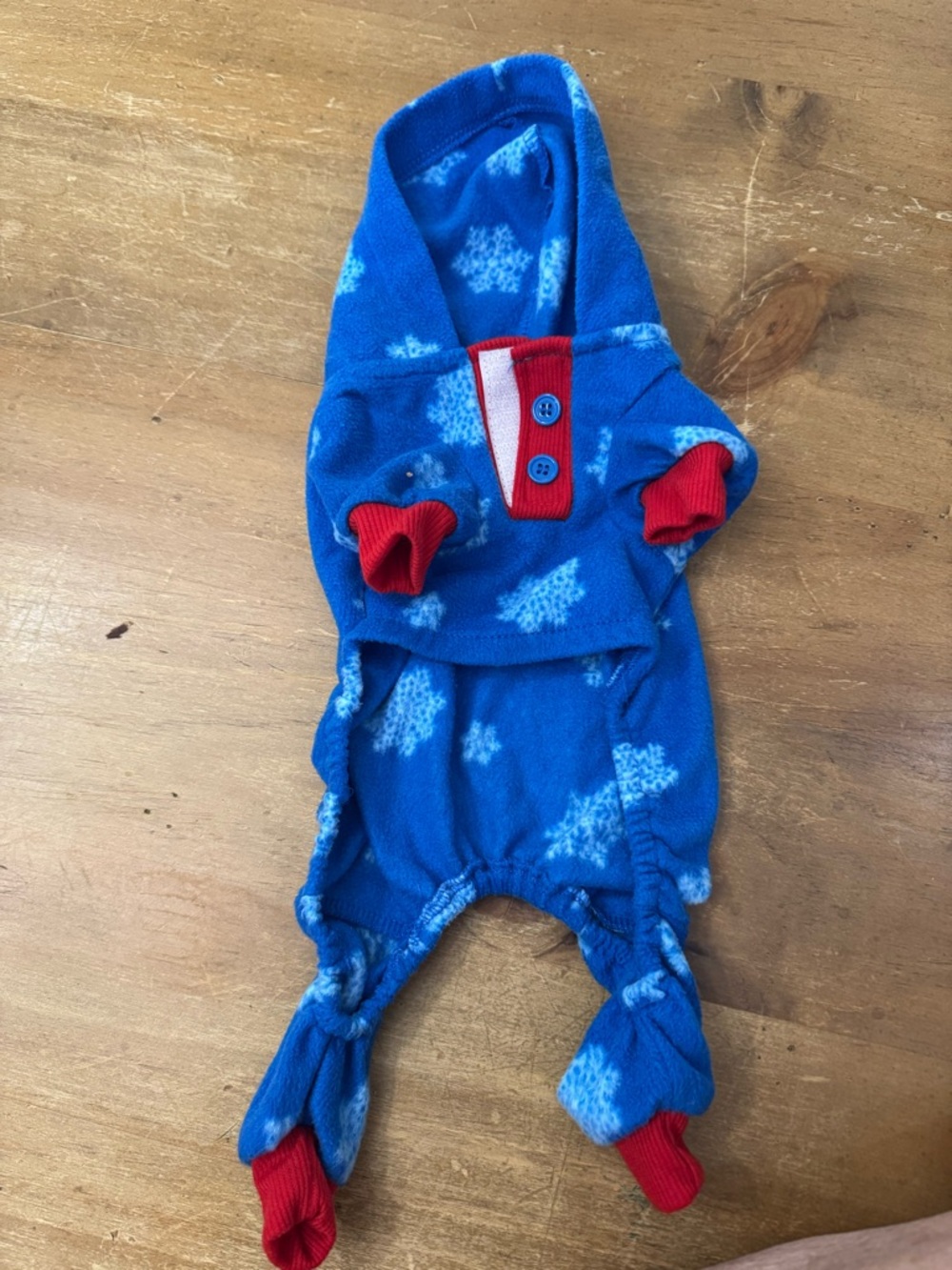 Blue Snowflake Kids One-Piece Hooded Pajama